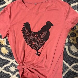 Floral chicken T-shirt size small